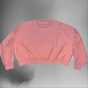 NWOT Aerie Ribbed Crop Top Crew Neck Long Sleeve Blue Sweater Size Small